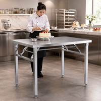 Table de travail en acier inoxydable de haute qualité 304, à une seule couche, avec support stable et pieds carrés, pour station de préparation