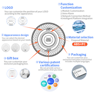 Nhà Sản Xuất Không Dây Wifi 10 Năm Pin Khói <span class=keywords><strong>Detector</strong></span> của 85dB Cảm Biến Quang Điện Thông Minh Báo Động Khói Tuya Home An Ninh - Product Image 3