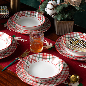 <span class=keywords><strong>Service</strong></span> de table de Noël personnalisé, peint à la main, <span class=keywords><strong>en</strong></span> céramique, grès, <span class=keywords><strong>porcelaine</strong></span> ou <span class=keywords><strong>porcelaine</strong></span> fine, 12 <span class=keywords><strong>pièces</strong></span> - Product Image 4