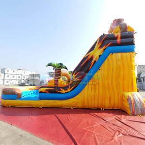 Dual lane outdoor kids party boounce house waterslide jumpers <b>inflatable</b> lava volcano <b>water</b> <b>slide</b> - Product Image 3