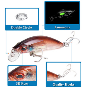 Señuelo de Pesca XY-377, Cebo de Agua Media, 7 Colores, Brilla en la Oscuridad, Aparejos de Pesca de Agua Dulce con Anzuelo Triple - Product Image 4