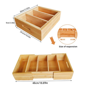 Caja de Almacenamiento Telescópica de Bambú con Cinco Compartimentos, Organizador de Escritorio Expandible, Contenedor para Frutas, Tipo Vertical, Primavera 2024 - Product Image 5