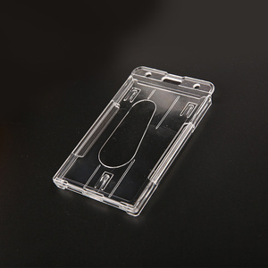 Plastique PS de bonne qualité, porte-carte d'identité en plastique dur Vertical Transparent, Double carte Multi avec fente pour le pouce - Product Image 3