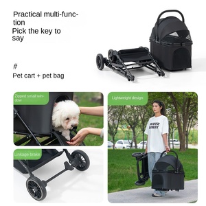 Poussette pour chien et chat imperméable en métal, légère, pliable, à 4 roues, avec design lavable, pour la marche, le jogging et les visites chez le vétérinaire - Product Image 2