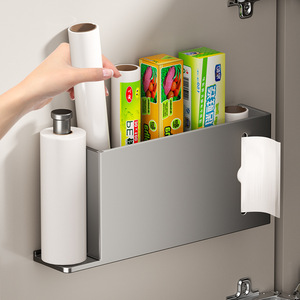 <b>Kitchen</b> <b>Paper</b> Towel Holder Refrigerator Plastic Wrap Storage Rack Wall Mounted Rectangle Hanging Fridge Organizer - Product Image 3