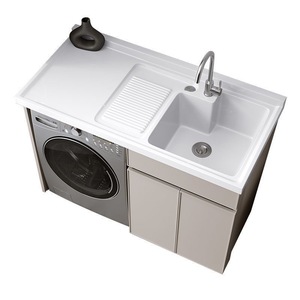 Outdoor Waterproof <b>Wall</b>-Mounted Aluminum Laundry <b>Cabinet</b> with UV-Resistant Utility Basin - Product Image 5