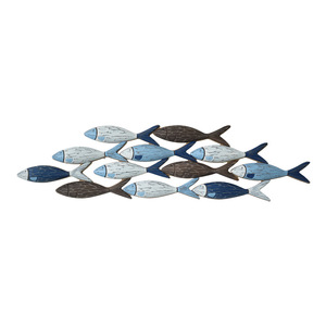 Mediterranean 3D Fish Wall Hanging Blue Wooden Home <b>Decor</b> Horizontal Irregular Shape - Product Image 4