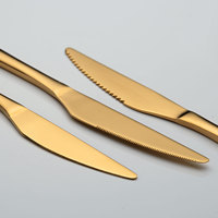Custom High Quality Kitchen Gold Cutlery Set Dishwasher Safe Flatware 410 Stainless Steel 5PCS Luxury Silverware for Restaurant