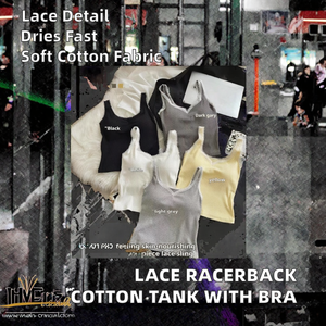 Top de tirantes de algodón tejido para mujer, estilo racerback, con encaje, tipo camisola, crop top, con sujetador incorporado, transpirable y ecológico. - Product Image 2