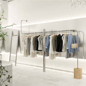 Exhibidor de Ropa para Tienda, Perchero de Acero Inoxidable para Colgar en la Pared, Estante para Ropa de Mujer, Barra para Colgar Ropa Lateral - Product Image 1