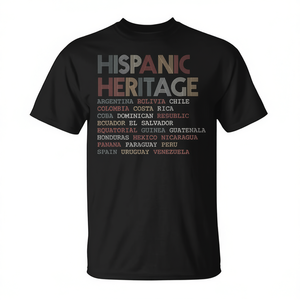 T-shirt avec typographie des pays de la patrimoine hispanique pour hommes, noir, coupe standard - Product Image 2