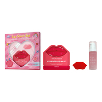 Kit de soin des lèvres rose végétalien bio coréen Masque hydrogel hydratant et gommage exfoliant à bulles avec pinceau à lèvres en silicone
