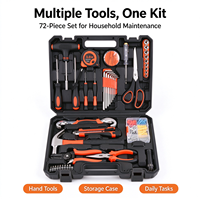 Kit d'outils à main de 72 pièces en acier au carbone pour les activités de plein air, la maintenance et les travaux de réparation