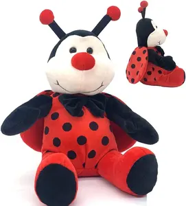 瓢虫毛绒动物毛绒瓢虫甲虫软昆虫可爱的红色翅膀和黑色蝴蝶结的瓢虫玩具