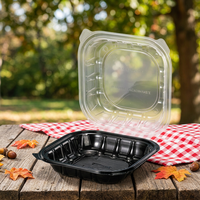 Boîtes alimentaires jetables 9x9 à charnière pour micro-ondes, emballages de repas, assiettes à emporter avec couvercle pour la restauration rapide