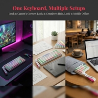 Teclado para Juegos IP68S, Teclado con Cable RGB Retroiluminado, Ultracompacto, Anti-Ghosting, 68 Teclas, Teclado de Membrana para PC, Portátil, Windows
