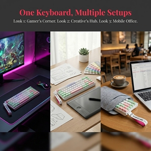 Tastiera da Gaming IP68S Cablata con Retroilluminazione RGB, Ultra-Compatta Anti-Ghosting 68 Tasti a Membrana <span class=keywords><strong>per</strong></span> <span class=keywords><strong>PC</strong></span> Laptop Windows - Product Image 6