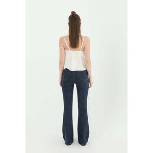 Pantalones vaqueros de mujer a rayas de pierna ancha con ajuste elástico 31879PNT - Product Image 3