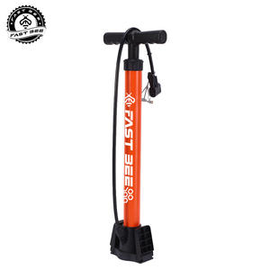 Pompe à air manuelle pour vélo, vente directe d'usine, avec manomètre, corps en acier, base au sol, compatible avec les valves Schrader, <span class=keywords><strong>Presta</strong></span> et <span class=keywords><strong>Dunlop</strong></span> - Product Image 1