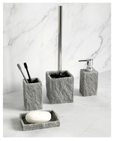 Porte-brosse de toilette effet pierre personnalisé distributeur de savon gobelet porte-savon ensemble de quatre pièces ensemble d'accessoires de salle de bain en béton