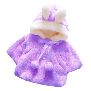 Manteau d'hiver pour bébé fille, doux, en fausse fourrure, avec capuche oreilles de lapin, nœud papillon et boutons pompons, veste pour tout-petit - Product Image 5