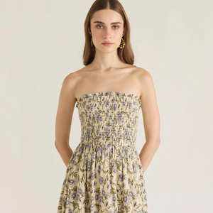 Robe longue tube magnifiquement aérée qui allie confort et élégance sans effort corsage smocké offre une robe flatteuse - Product Image 1