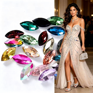 <span class=keywords><strong>Strass</strong></span> en verre multicolores de forme marquise 7*15mm, perles facettées en cristal <span class=keywords><strong>pour</strong></span> le nail art, les bijoux vestimentaires et les loisirs créatifs - Product Image 1
