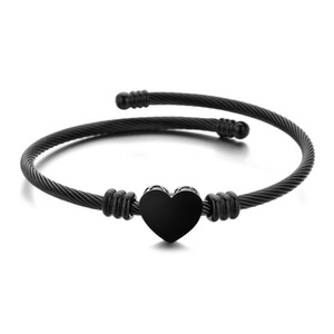 Adjustable Heart Charm <b>Bangle</b> <b>Bracelet</b> for Women | PVD Gold Plated Stainless Steel | Elegant & Versatile Design - Product Image 5