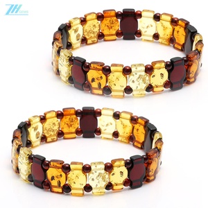 Brazalete de Piedras Preciosas Coloridas de Ámbar Natural del Mar Báltico Sin Optimizar, Tamaño del Mango Aproximadamente 14 mm, Regalo de Moda - Product Image 5