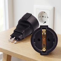 Adaptateur Suisse vers Prise Euro 16A 250V en Cuivre Massif, Adaptateur Suisse vers Russie, Allemagne, Corée du Sud WA-0173