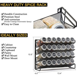 Multi Layer Spice <b>Rack</b> 4 Tier Black Metal <b>Kitchen</b> Countertop Storage Organizer For Jars And Bottles - Product Image 4