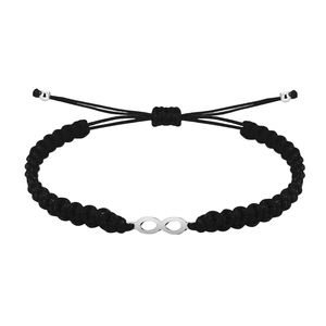 กำไลข้อมือสแตนเลสสีเงินลายอินฟินิตี้สีดำมีจี้และเครื่องราง - Product Image 1