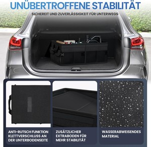 Organisateur de coffre de voiture de qualité supérieure avec couvercle stable et antidérapant-Sac de coffre de voiture pliable grand avec double étagères - Product Image 6