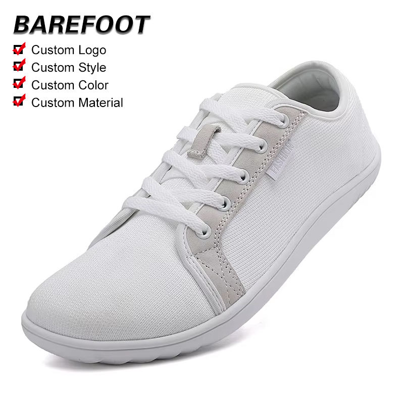 Wholesale Men's White Barefoot Lace-Up Mesh Shoes Large Size with