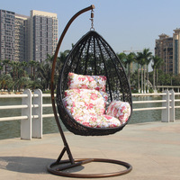 Haute qualité moderne PE rotin extérieur balcon jardin Patio oeuf oiseaux nid suspendu balançoire chaise avec support