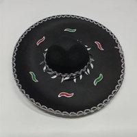 Chapeau Sombrero mexicain en feutre noir avec bordure argentée et paillettes chili pour fête fiesta