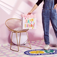 Sacs en papier personnalisés avec logo, cadeau d'anniversaire, emballage d'expédition, sacs fourre-tout avec poignée pour fête d'enfants