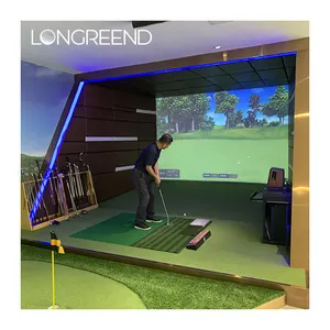 LONGREEND Simulator Golf Portabel Keluarga, Peralatan Latihan Permainan Adegan 3D untuk Kegiatan Promosi Dalam dan Luar Ruangan Baru