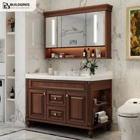 Buildgres-Vanité élégante en bois massif pour salle de bain