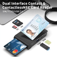 Lector de Tarjetas USB 2.0 Multifuncional, Lector de Tarjetas NFC IC ID SIM SD TF, Todo en Uno