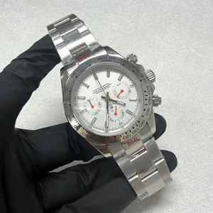 New 39mm <b>Men</b> Quartz Chronograph Watch White Stick Dial Orange Hands Powered by VK63 Movement - Product Image 5