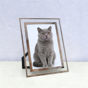 Cadre <span class=keywords><strong>photo</strong></span> minimaliste en verre cristal avec double bordure or et argent, plusieurs tailles disponibles pour photos de mariage, de famille et certificats - Product Image 3