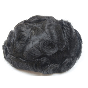 Prothèse capillaire pour homme en cheveux humains Remy indiens lisses, avec base complète 8x10 pouces et dentelle française, à nœuds simples - Product Image 4