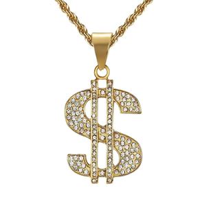 Collar con Colgante de Signo de Dólar de Acero Inoxidable para Hombre, <span class=keywords><strong>Cadena</strong></span> con Signo de Dinero Estilo Hip Hop, Collar de Rapper con Circonitas Cúbicas, Tono Dorado - Product Image 2