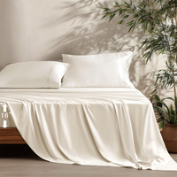 PMZW Ensemble de housse de couette 4 pièces en fibre de bambou 100% écologique 300 fils/cm² toutes saisons, literie moderne tissée pour la maison