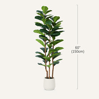 Plantes artificielles Ficus lyrata de 60 pouces, résistantes aux UV, faux arbre Ficus, plante artificielle Banyan pour la décoration intérieure