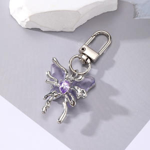 2025 à la mode Top vente bleu cristal papillon alliage porte-clés porte-clés sac pendentif accessoires - Product Image 3