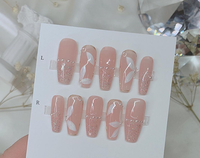 Vente en gros de faux ongles à presser faits main, peints à la main, en gel acrylique, de luxe, personnalisés, de haute qualité, formes Ballerina et Cercueil