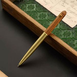 Practical Classic Wooden Gel <b>Pens</b> Custom Logo Brass Metal Ballpoint Signature <b>Pens</b> Eco-Friendly Blue Red Ink Colors for Gifts - Product Image 2