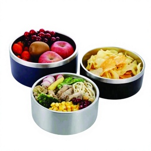 Luxury Double Wall Stainless Steel Dessert <b>Bowl</b> <b>Set</b> 3-Piece Wholesale Creative Design with Dual Shade and Straight Wall - Product Image 1